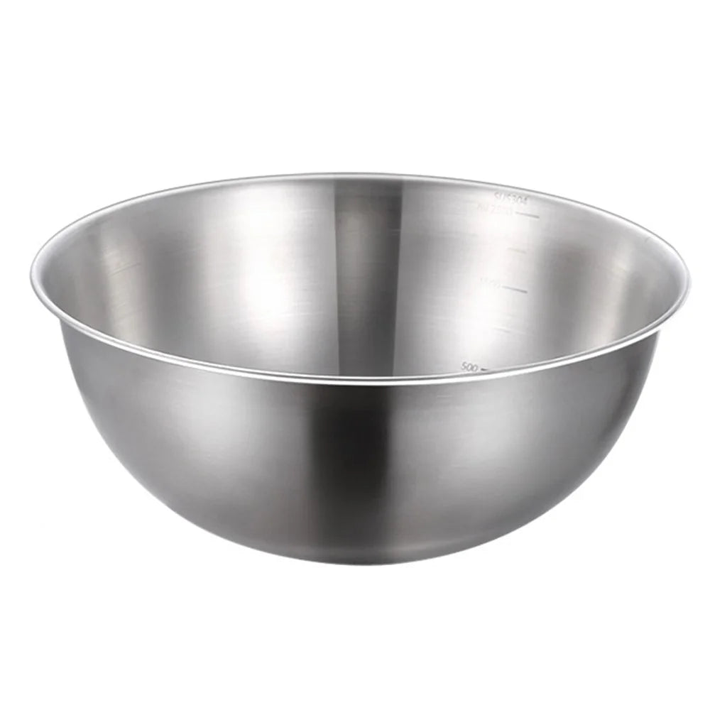 24cm Diameter Salad Bowl Stainless Steel 304 Mixing Bowl with Measurement Markings for Kitchen / Baking (No FDA) - 1