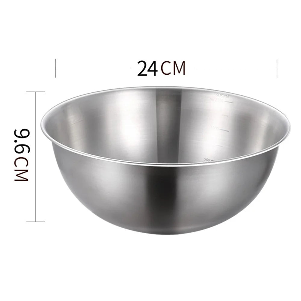 24cm Diameter Salad Bowl Stainless Steel 304 Mixing Bowl with Measurement Markings for Kitchen / Baking (No FDA) - 5