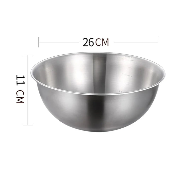 26cm Diameter Salad Bowl Stainless Steel 304 Mixing Bowl with Measurement Markings for Kitchen / Baking (No FDA) - 5