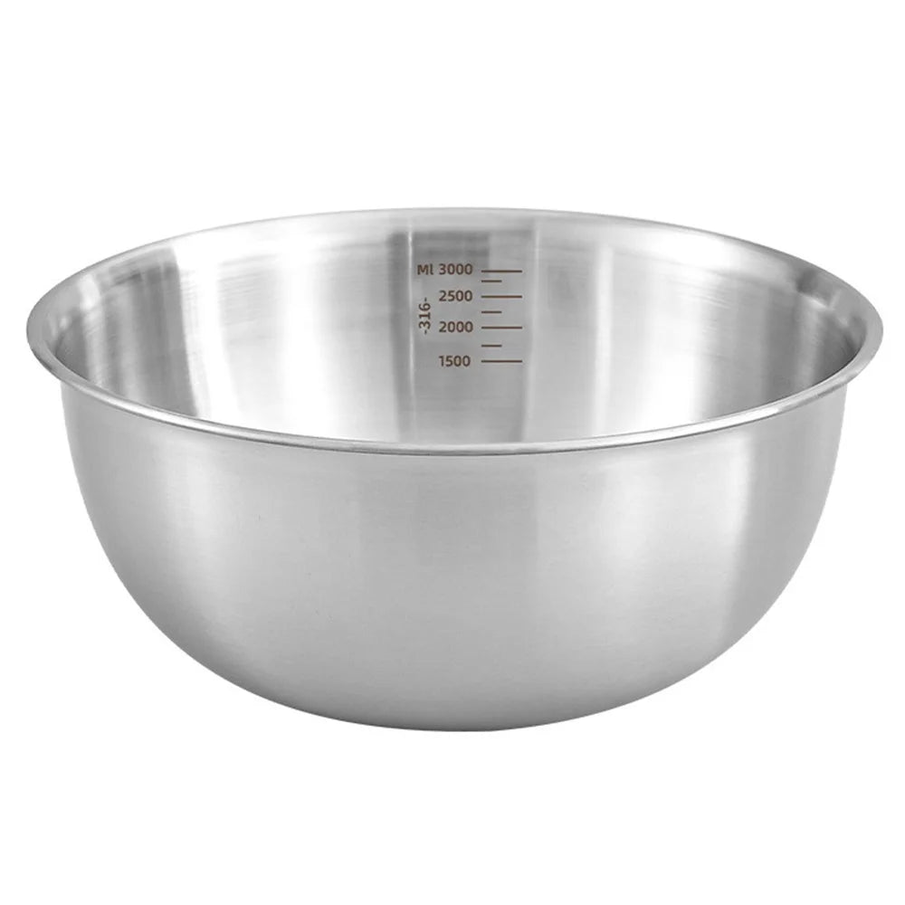 28cm Diameter Salad Bowl Stainless Steel 304 Mixing Bowl with Measurement Markings for Kitchen / Baking (No FDA) - 1