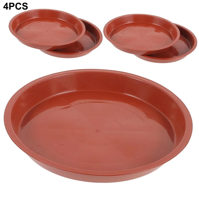 PB210 4Pcs 21cm Flower Pot Bottom Water Storage Round Tray Plastic Movable Potted Plant Base - Red - 1