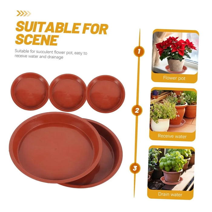 PB210 4Pcs 21cm Flower Pot Bottom Water Storage Round Tray Plastic Movable Potted Plant Base - Red - 3