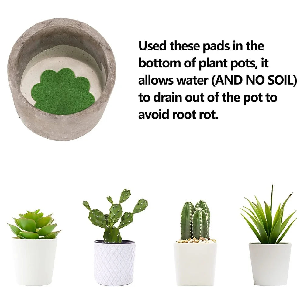 20Pcs Flower Pot Inner Bottom Mat Prevent Soil Leakage Flower Shape Plant Pot Bottom Hole Pad - Green - 2