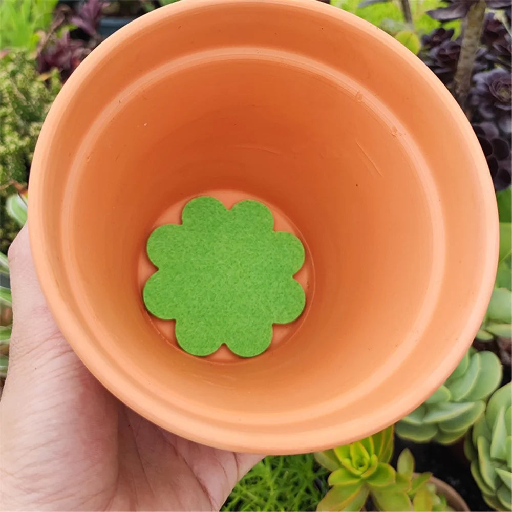 20Pcs Flower Pot Inner Bottom Mat Prevent Soil Leakage Flower Shape Plant Pot Bottom Hole Pad - Green - 5