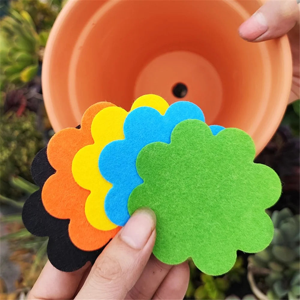 20Pcs Flower Pot Inner Bottom Mat Prevent Soil Leakage Flower Shape Plant Pot Bottom Hole Pad - Green - 7