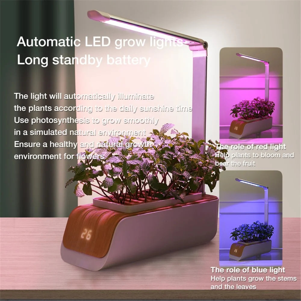 ABIS-H003 LED Grow Lights Smart Flower Pot Planter Automatic Absorption Hydroponics Plant Light Soilless Cultivation Electric Tool for Garden - US Plug - 4