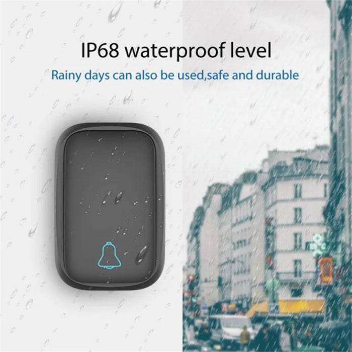 TS-K111 Wireless Doorbell IP68 Waterproof Door Bell Chime Kit Alarm with 38 Melodies, 2 Door Bells and 1 Button - Black/US Plug - 2