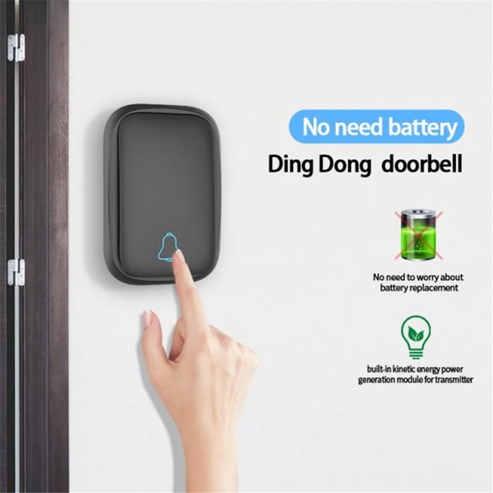 TS-K111 Wireless Doorbell IP68 Waterproof Door Bell Chime Kit Alarm with 38 Melodies, 2 Door Bells and 1 Button - Black/US Plug - 3