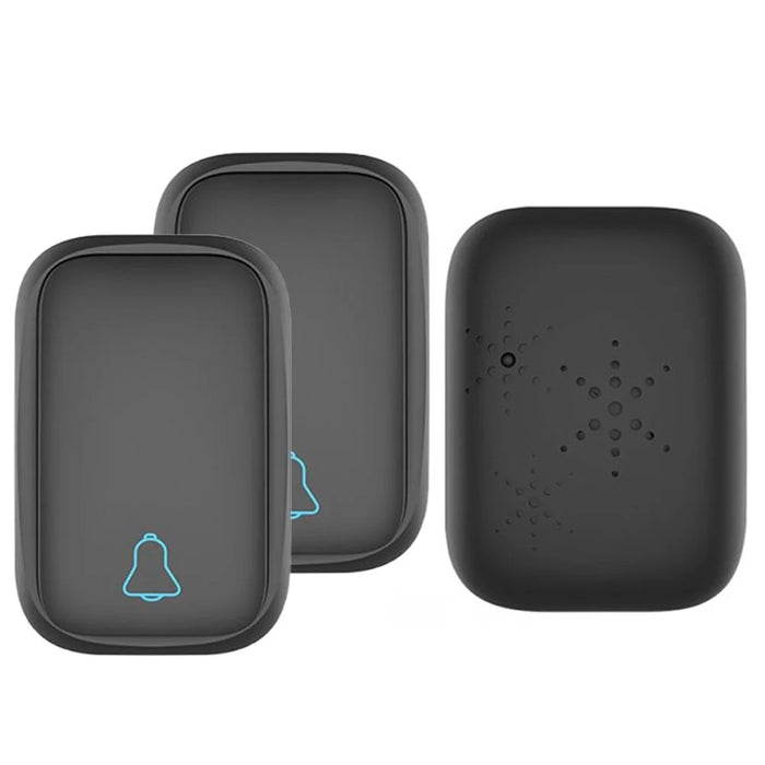 TS-K111 Wireless Doorbell Kit Plug and Play Door Bell 38 Melodies Alarm 4 Adjustable Volume Levels for Home Villa Apartment Elder-care, 2 Buttons and 1 Door Bell - Black/US Plug - 1