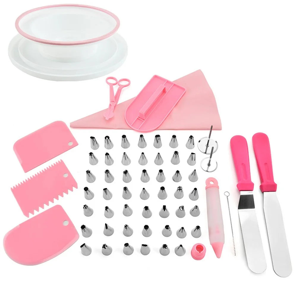 TB004 73Pcs/Set Kitchen Baking Cake Turntable Icing Tips Frosting Tool Dessert Cake Decorating Tools Kit (BPA Free, no FDA Certificate) - 1