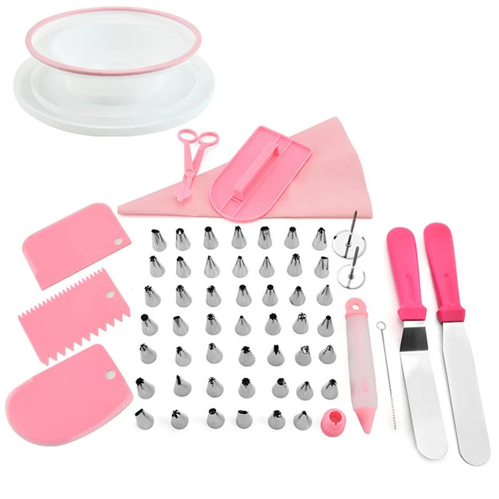 TB004 73Pcs/Set Kitchen Baking Cake Turntable Icing Tips Frosting Tool Dessert Cake Decorating Tools Kit (BPA Free, no FDA Certificate) - 1