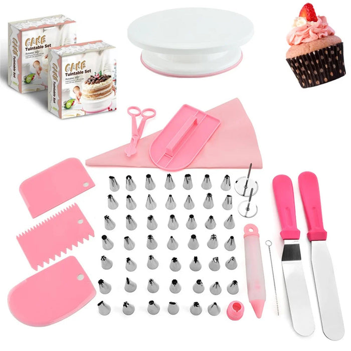 TB004 73Pcs/Set Kitchen Baking Cake Turntable Icing Tips Frosting Tool Dessert Cake Decorating Tools Kit (BPA Free, no FDA Certificate) - 4