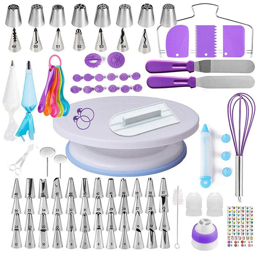 B006 137Pcs/Set Cake Turntable Icing Tips Piping Bags Frosting Tool Dessert Decorating Kitchen Baking Tools Kit (BPA Free, no FDA Certificate) - 1