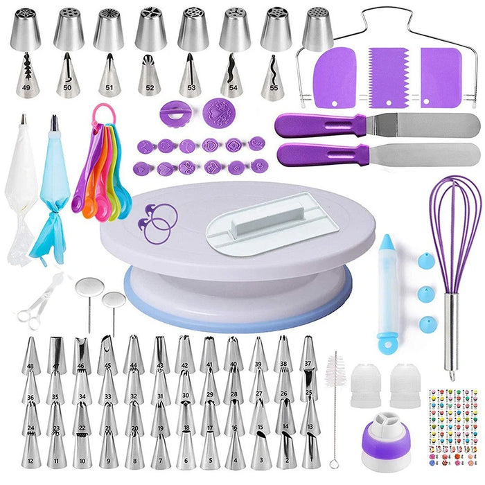 B006 137Pcs/Set Cake Turntable Icing Tips Piping Bags Frosting Tool Dessert Decorating Kitchen Baking Tools Kit (BPA Free, no FDA Certificate) - 1