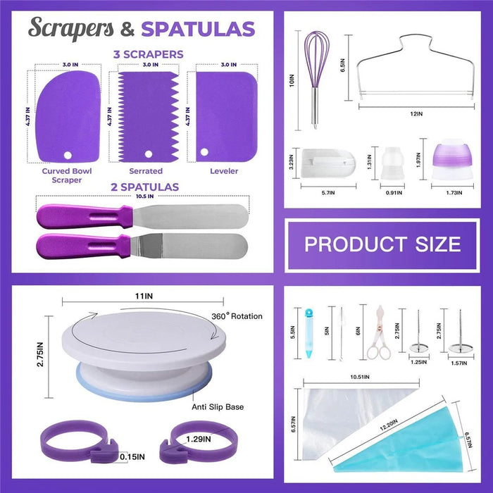 B006 137Pcs/Set Cake Turntable Icing Tips Piping Bags Frosting Tool Dessert Decorating Kitchen Baking Tools Kit (BPA Free, no FDA Certificate) - 2