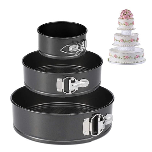 KP017 3Pcs/Set Round 4/7/9 inch Cake Mold Non-stick High Carbon Steel Kitchen Baking Mold with Removable Bottom (BPA Free, no FDA Certificate) - 1