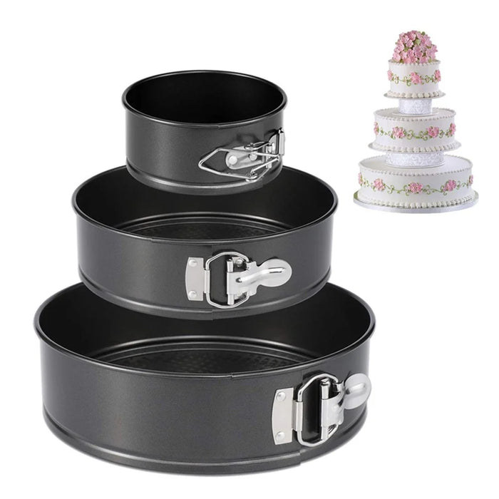 KP017 3Pcs/Set Round 4/7/9 inch Cake Mold Non-stick High Carbon Steel Kitchen Baking Mold with Removable Bottom (BPA Free, no FDA Certificate) - 1