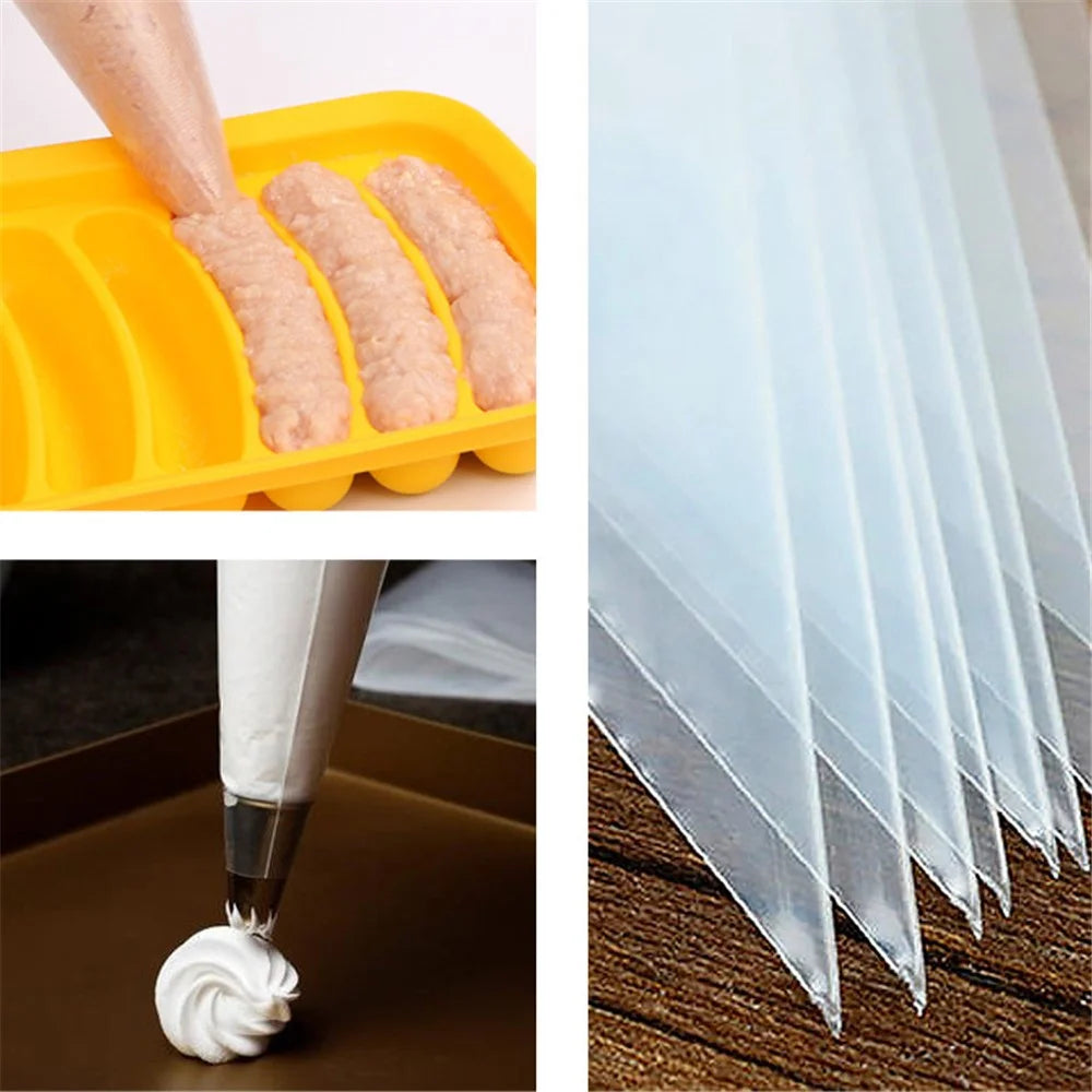 50PCS Pastry Bags Thicked Disposable Piping Bags Icing Bags Clear PE Cake Decorating Bags Baking Tools Supplies (BPA-Free, without FDA Certification) - 4