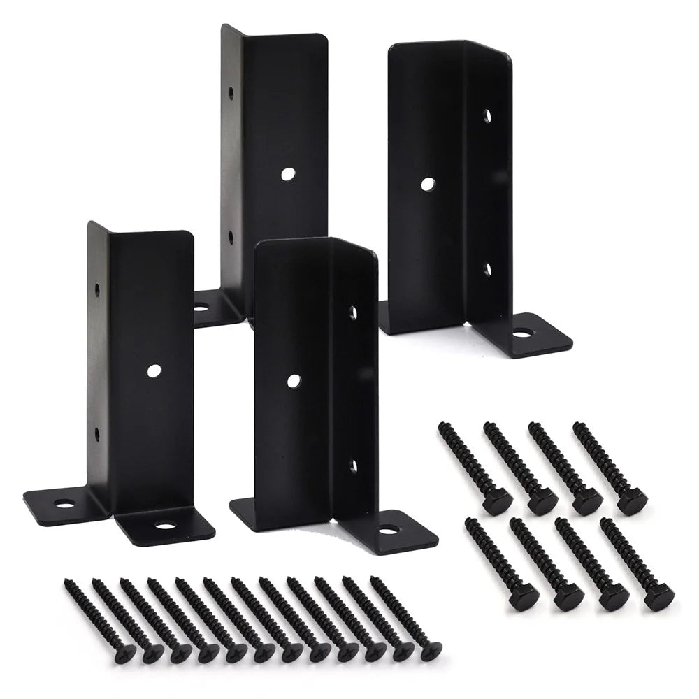 4 PCS Gazebo Bracket Kit Wood Frame Support With Corner Base Beam Connector Pergola Fence Post Anchor - 1