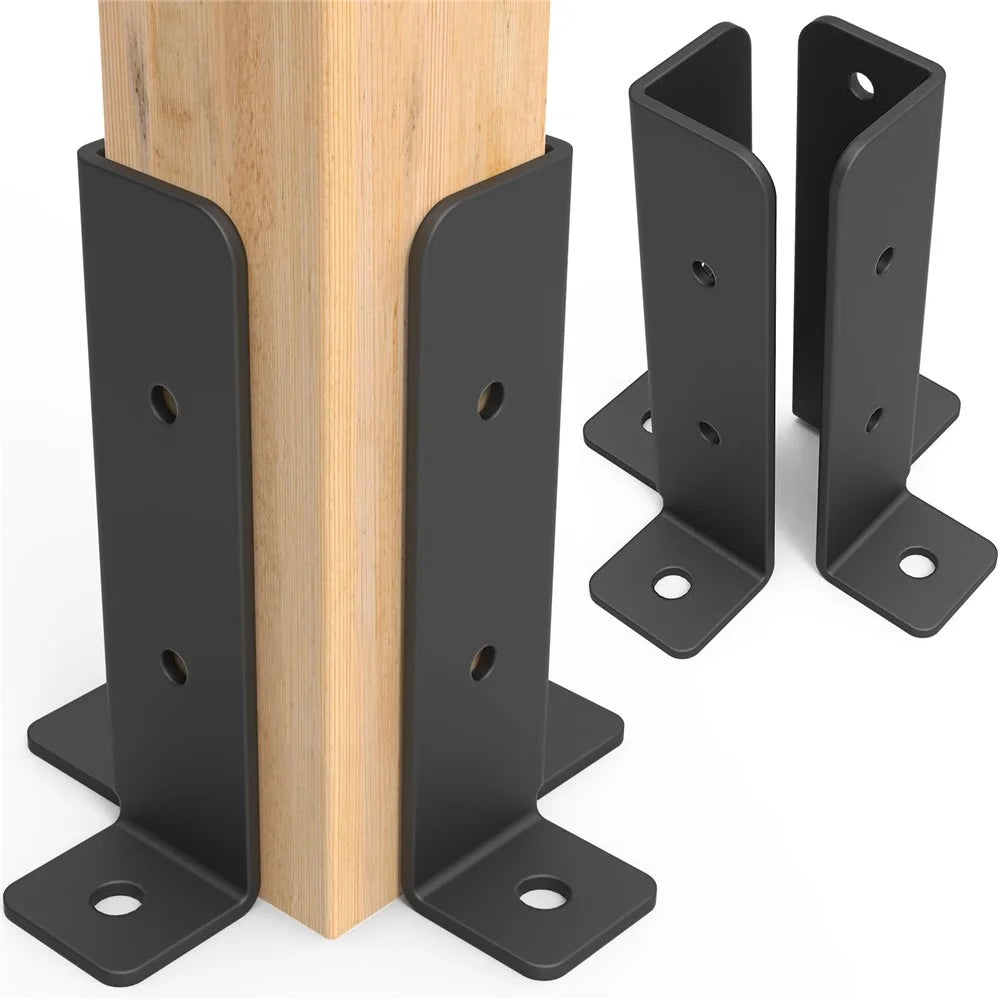 4 PCS Gazebo Bracket Kit Wood Frame Support With Corner Base Beam Connector Pergola Fence Post Anchor - 2