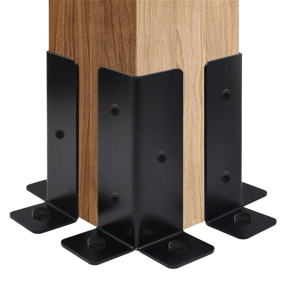8Pcs Gazebo Bracket Kit Post Base Connector for Pergola Fence Patio Adjustable Metal Support - 2