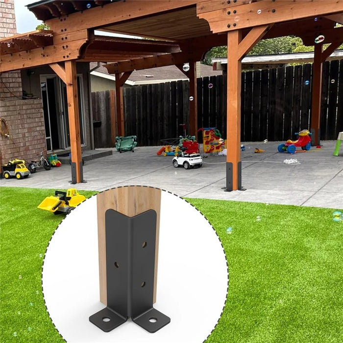 2Pcs Gazebo Bracket Kit Post Base Connector for Pergola Fence Patio Adjustable Metal Support - 3