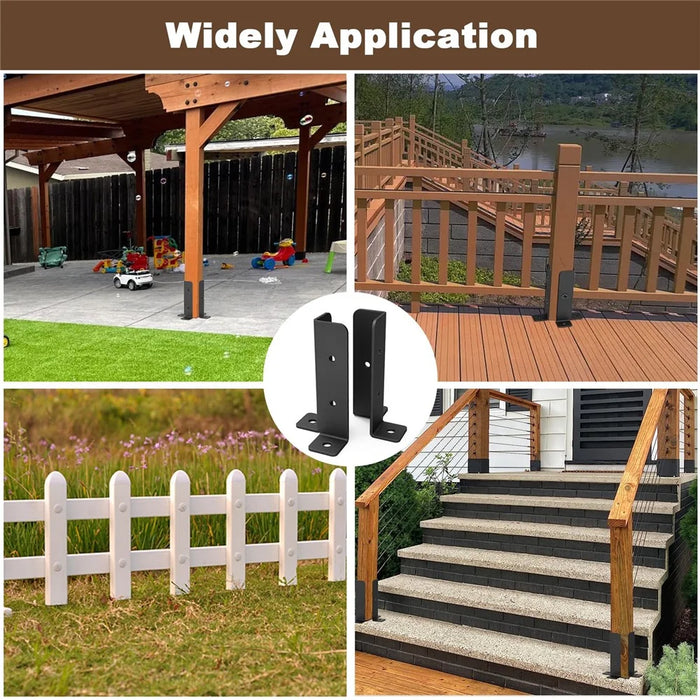 2Pcs Gazebo Bracket Kit Post Base Connector for Pergola Fence Patio Adjustable Metal Support - 4