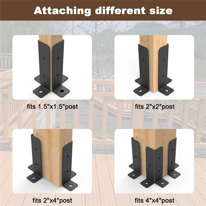 2Pcs Gazebo Bracket Kit Post Base Connector for Pergola Fence Patio Adjustable Metal Support - 6