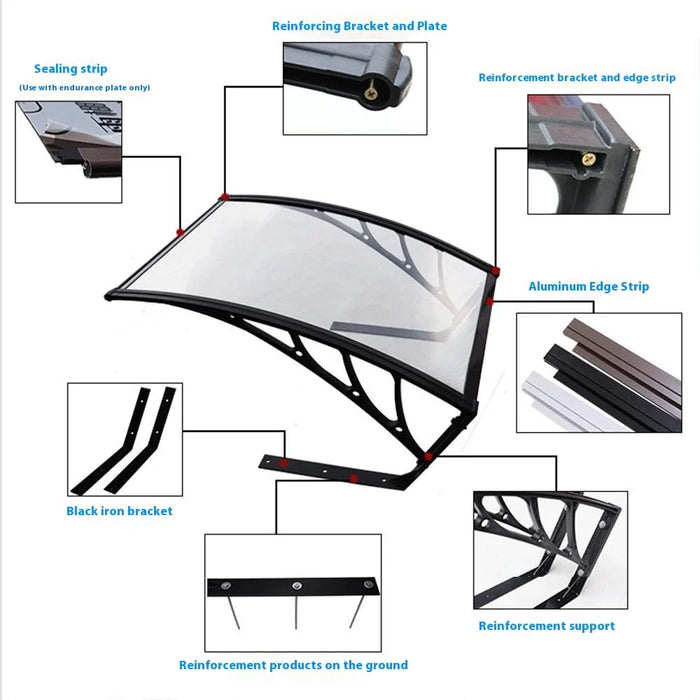 Outdoor Small Lawn Mower Sunshade Awning PC Sun Shield Rainproof Board, 800x700mm - Blue - 7