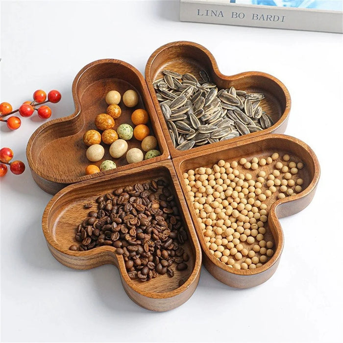 Wooden Heart-Shaped Candy Box Stackable Nuts Dried Fruits Storage Tray (BPA Free, No FDA) - 4