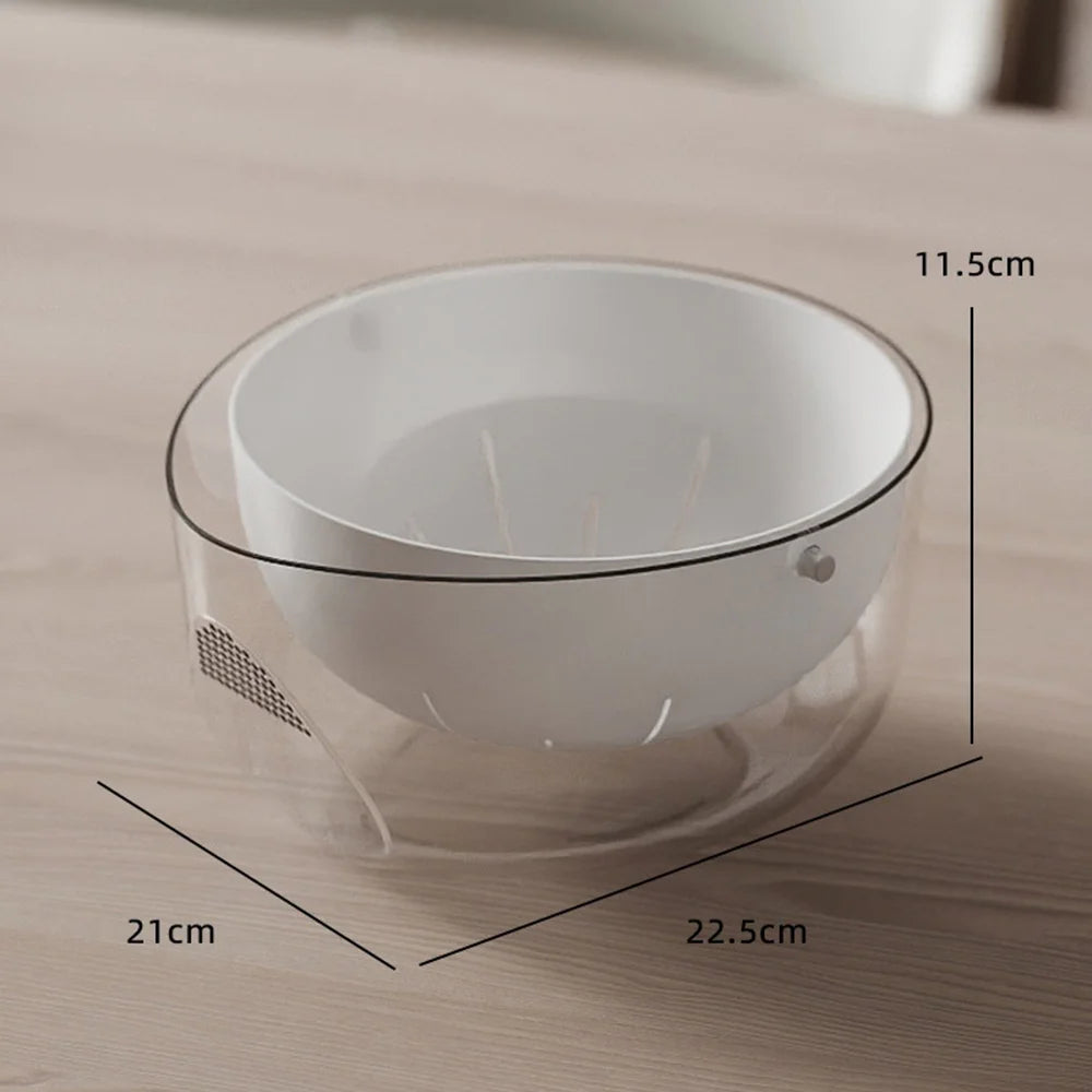 QY1233A Double Layer Drain Basket Plastic Kitchen Fruit Vegetable Washing Strainer (BPA Free, No FDA) - Transparent White - 6