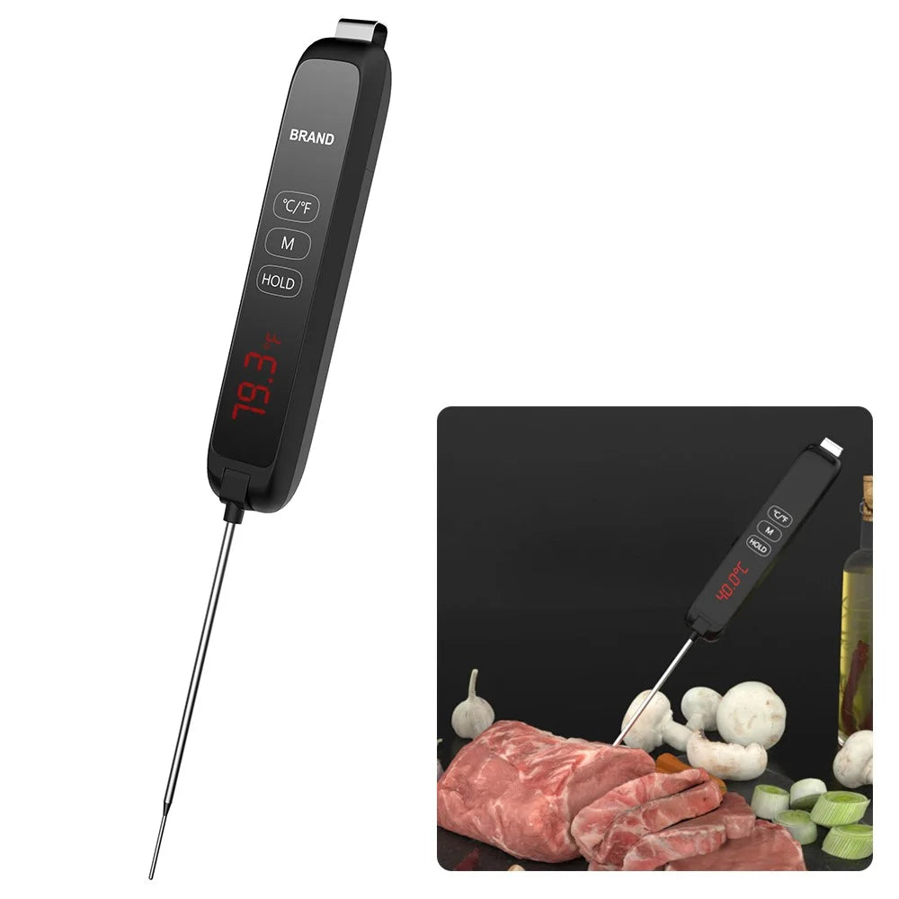 TH-100 Ultra Fast Digital Instant Read Magnetic Meat Thermometer with Folding Probe for Kitchen Food Cooking BBQ - Black - 1