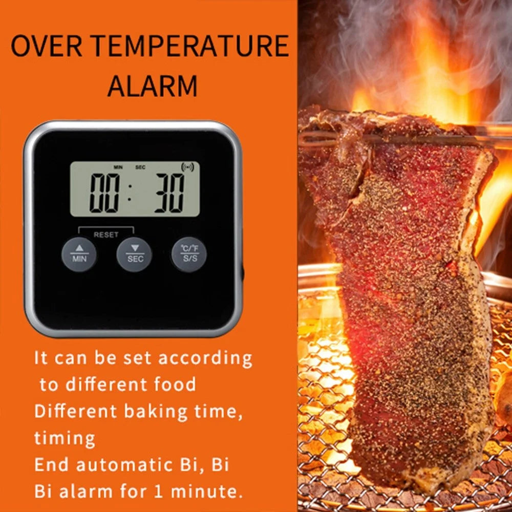 TS-BN56 Household Oven BBQ Thermometer Multifunctional Kitchen Electronic Timer with Waterproof Probe (No FDA, BPA Free) - 3