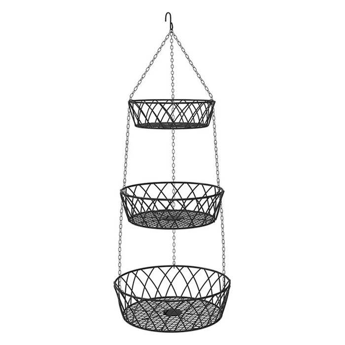 001-ZJD-SA1 3-Layer Iron Hanging Basket Potted Plant Fruit Storage Basket (BPA-free, No FDA Certificate) - 1