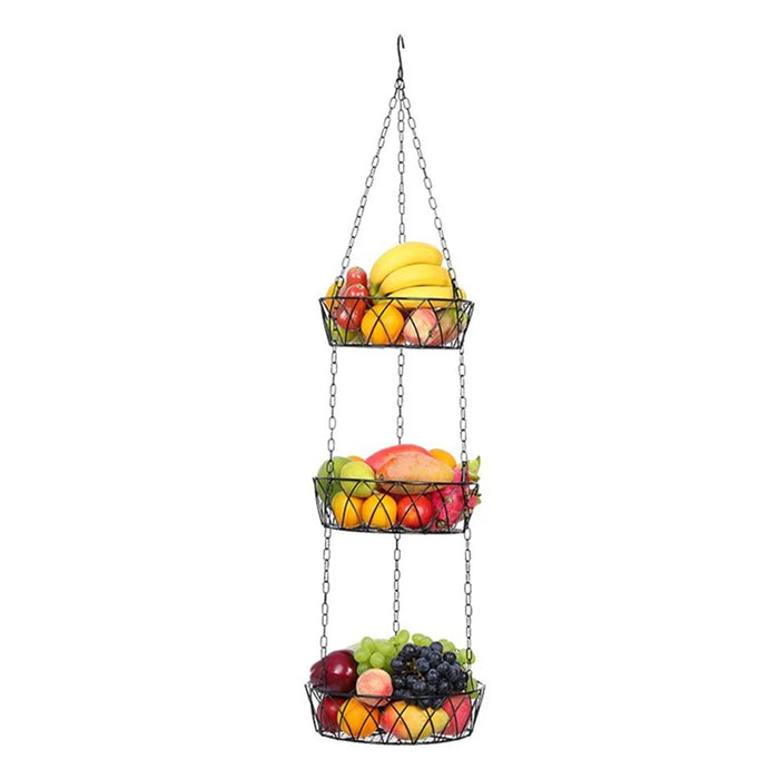001-ZJD-SA1 3-Layer Iron Hanging Basket Potted Plant Fruit Storage Basket (BPA-free, No FDA Certificate) - 2