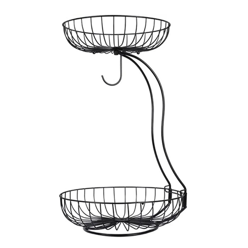 001-ZJGL-001 Nordic Double Layer Fruit Tray Snack Storage Basket (BPA Free, No FDA) - 1