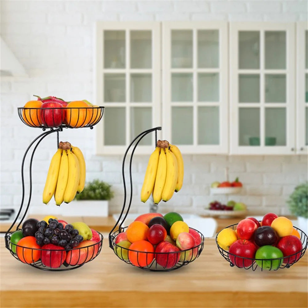 001-ZJGL-001 Nordic Double Layer Fruit Tray Snack Storage Basket (BPA Free, No FDA) - 2