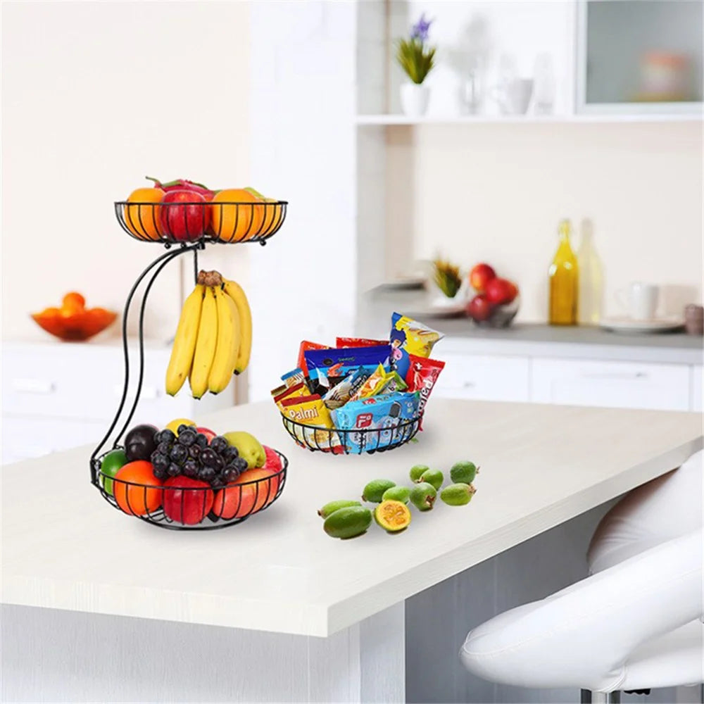 001-ZJGL-001 Nordic Double Layer Fruit Tray Snack Storage Basket (BPA Free, No FDA) - 4