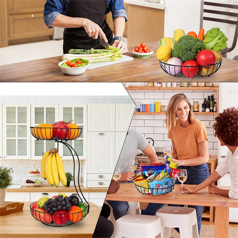 001-ZJGL-001 Nordic Double Layer Fruit Tray Snack Storage Basket (BPA Free, No FDA) - 5