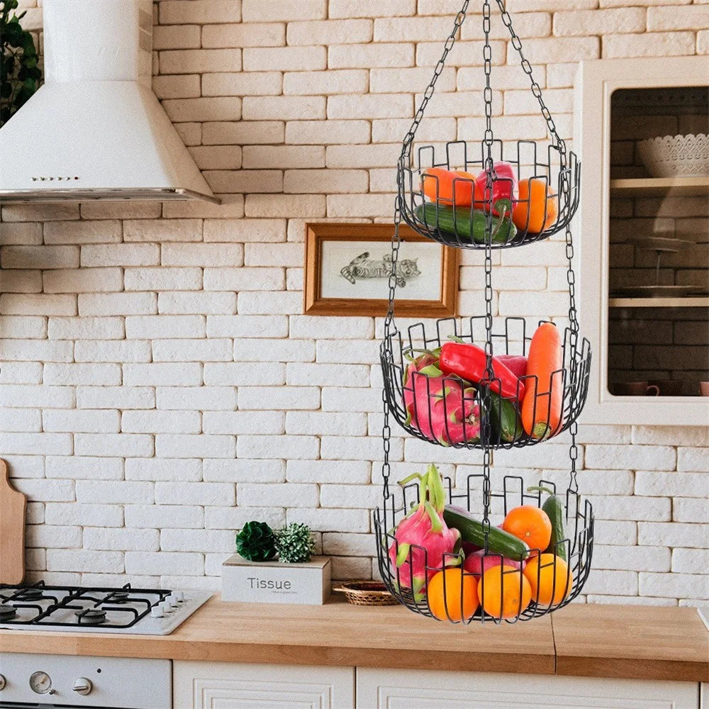 001-ZJD-SB1 3-Layer Hanging Basket Potted Plant Vegetable Fruit Basket (BPA-free, No FDA Certificate) - 3