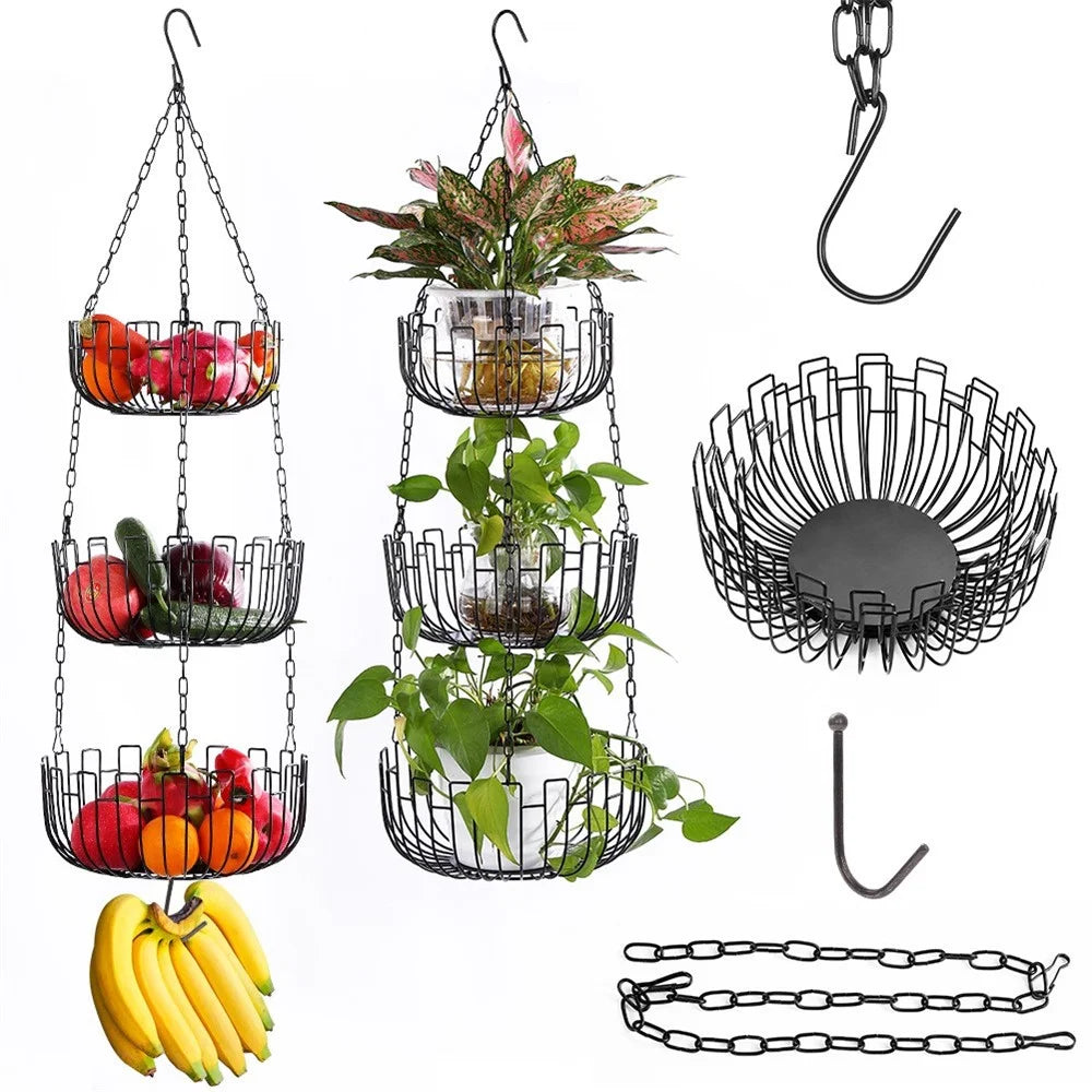 001-ZJD-SB1 3-Layer Hanging Basket Potted Plant Vegetable Fruit Basket (BPA-free, No FDA Certificate) - 5
