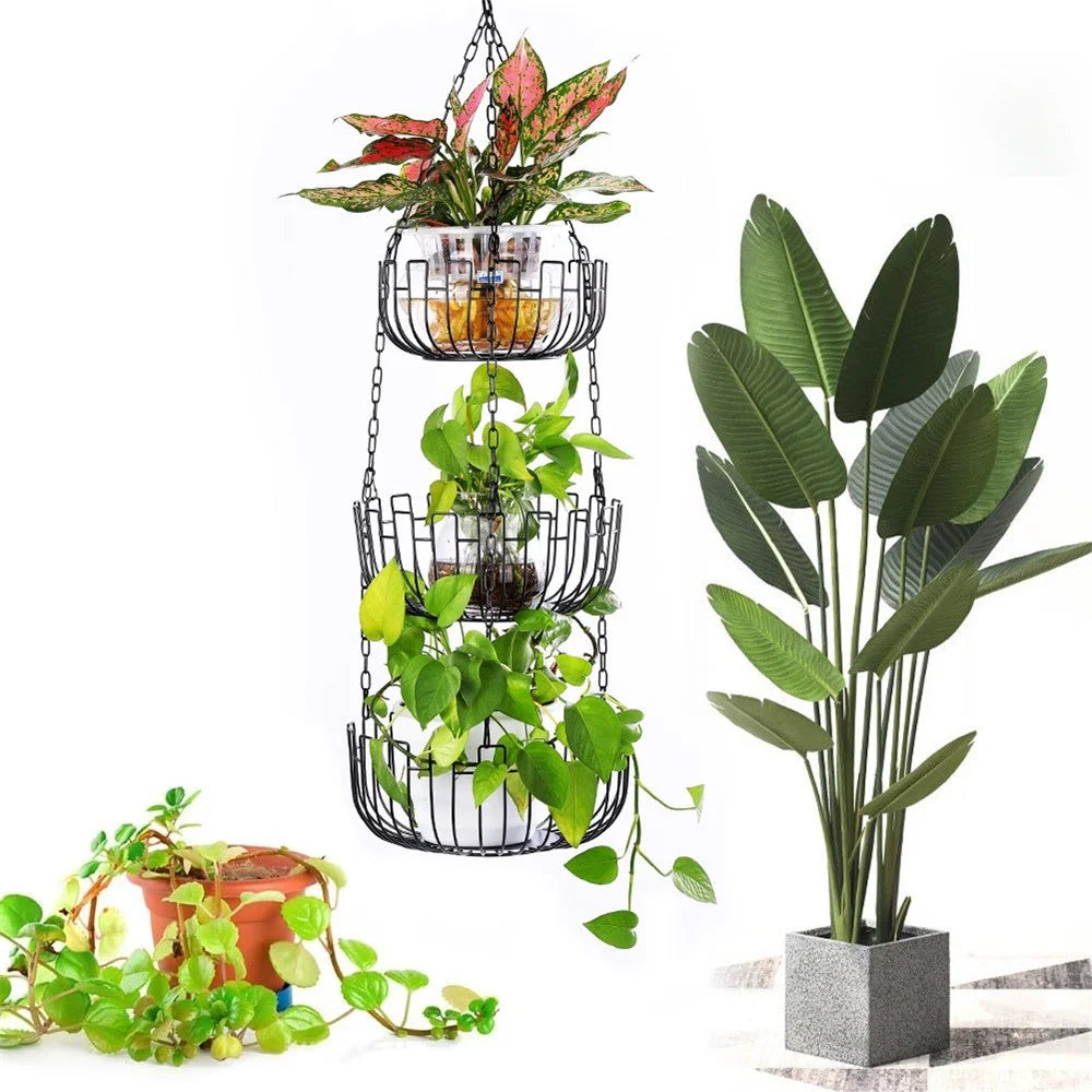 001-ZJD-SB1 3-Layer Hanging Basket Potted Plant Vegetable Fruit Basket (BPA-free, No FDA Certificate) - 6
