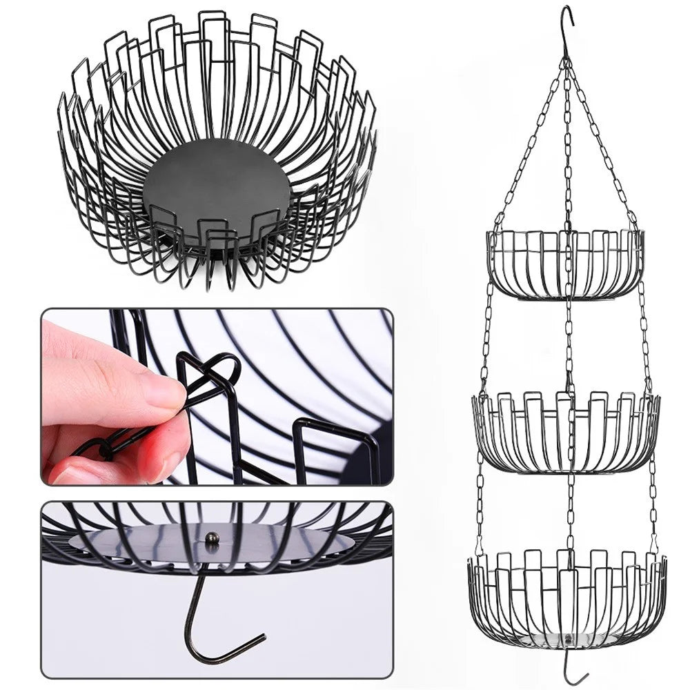 001-ZJD-SB1 3-Layer Hanging Basket Potted Plant Vegetable Fruit Basket (BPA-free, No FDA Certificate) - 7