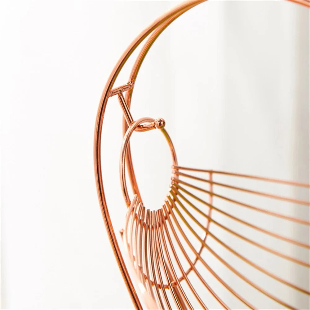 002D005 Metal Fruit Basket Wire Fruit Bowl with Drainer Plate Home Decor - 4