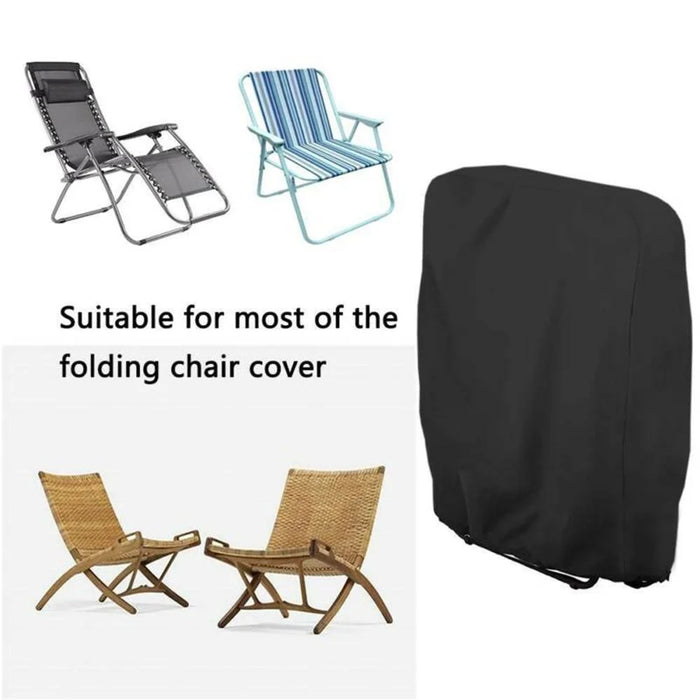 Outdoor Folding Chair Cover Waterproof Dustproof Lawn Patio Furniture Cover - Grey - 4