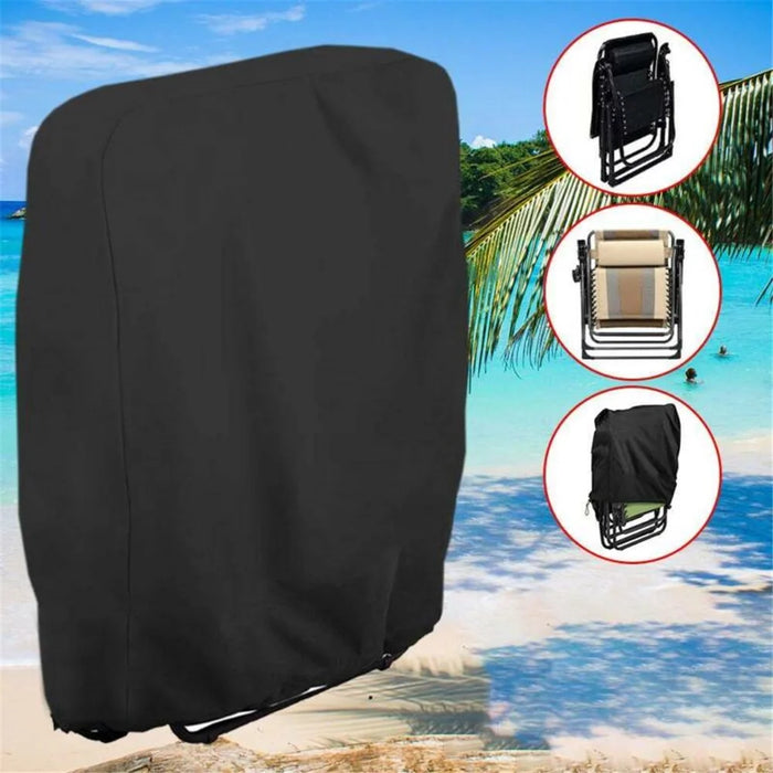 Outdoor Folding Chair Cover Waterproof Dustproof Lawn Patio Furniture Cover - Grey - 5