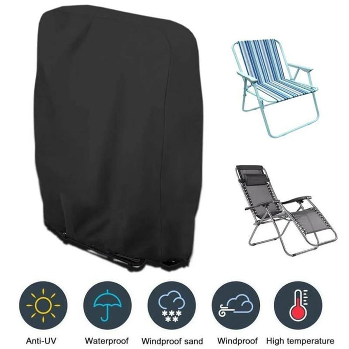 Outdoor Folding Chair Cover Waterproof Dustproof Lawn Patio Furniture Cover - Grey - 6