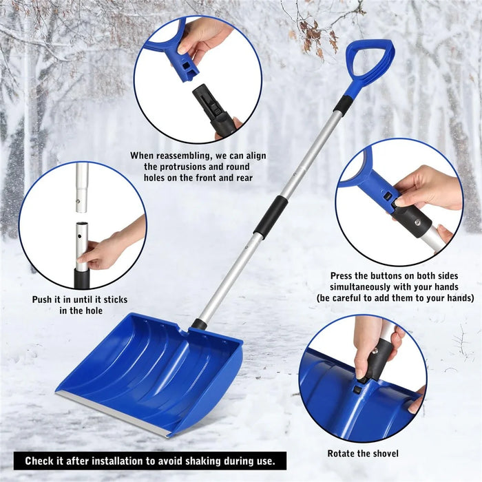 CY-SL04 Detachable PC Snow Shovel with Metal Handle for Garden and Outdoor - Blue - 6