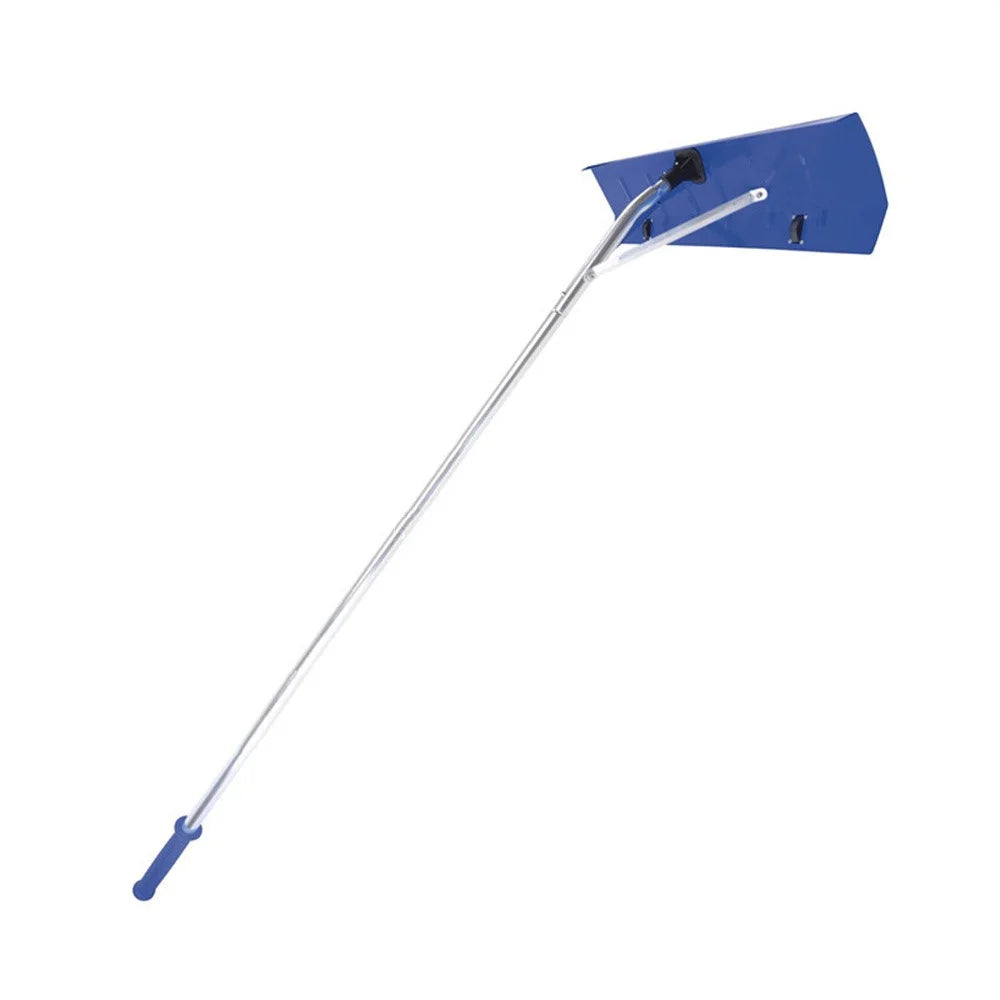 Adjustable Roof Snow Rake with Wheels Aluminum Telescoping Handle Snow Scraper - Blue - 1