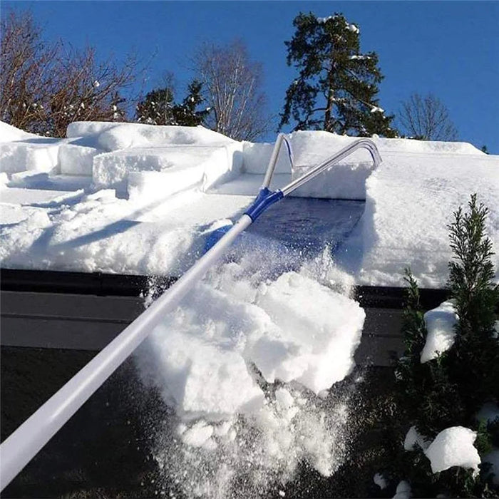 Aluminum Pole Roof Snow Removal Rake Retractable Oxford Cloth Snow Scraper - Blue - 3